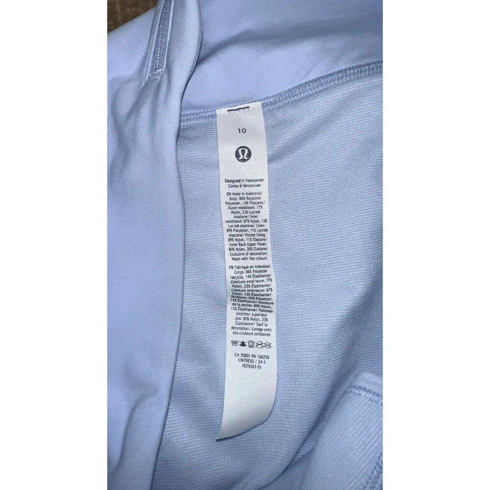 Lululemon Speed Up High-Rise Lined Powder Blue Shorts Zippered Back Pocket Sz 10